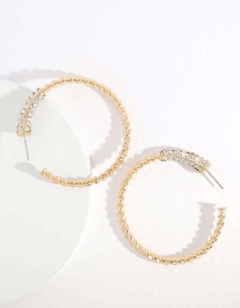 Gold Diamante Hoop Earrings | Ladora