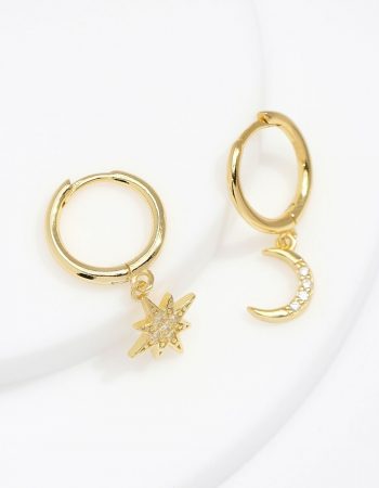 Chloe star and moon hoop clearance earrings